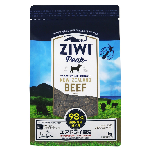 ZiwiPeak エアドライ・ドッグフード ニュージーランド・グラスフェッドビーフ 1kg