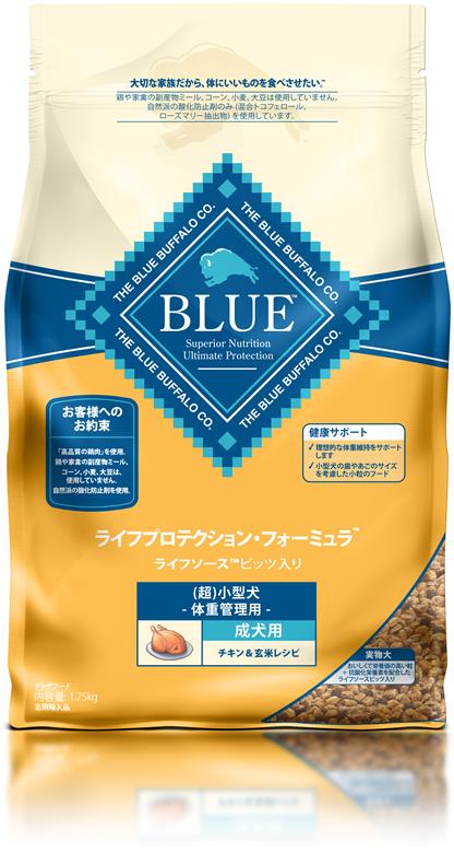 BLUE ライフプロテクション・フォーミュラ 成犬用・(超)小型犬 体重管理用 チキン&玄米レシピ 1.75kg
