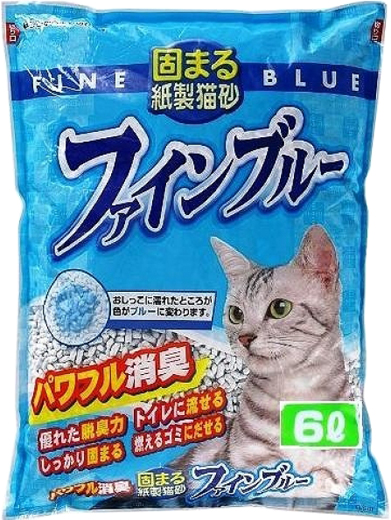 常陸化工 固まる紙製猫砂 ファインブルー 6L