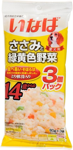 いなば 14歳からのささみと緑黄色野菜 とり軟骨入り 80g×3個パック