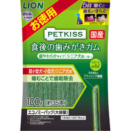 PETKISS 食後の歯みがきガム 超小型-小型犬/シニア犬用 超やわらかタイプ エコノミーパック 100g【在庫限り/賞味期限:2020年8月15日】